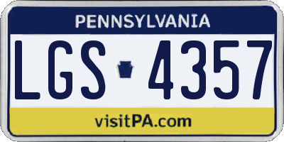 PA license plate LGS4357