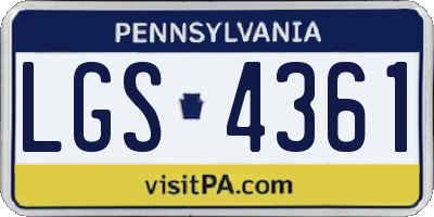PA license plate LGS4361