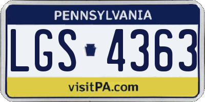 PA license plate LGS4363