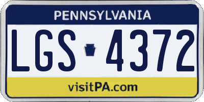 PA license plate LGS4372