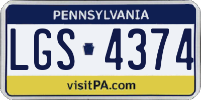 PA license plate LGS4374