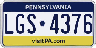 PA license plate LGS4376