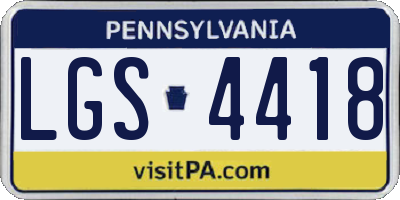 PA license plate LGS4418