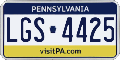 PA license plate LGS4425