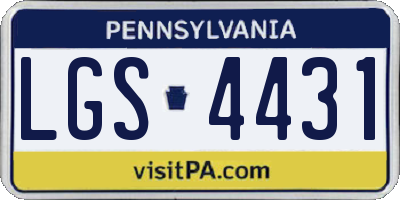 PA license plate LGS4431