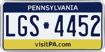 PA license plate LGS4452