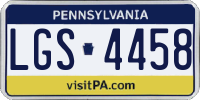 PA license plate LGS4458
