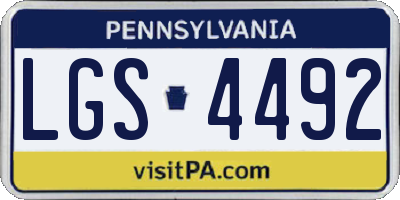 PA license plate LGS4492