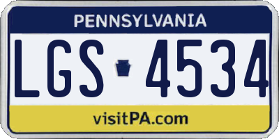 PA license plate LGS4534