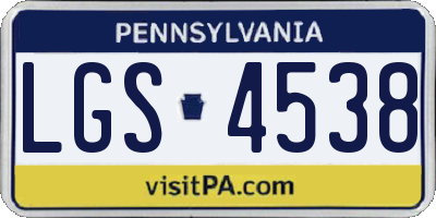 PA license plate LGS4538