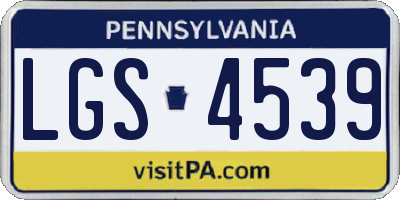 PA license plate LGS4539