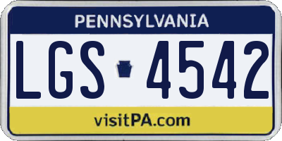 PA license plate LGS4542