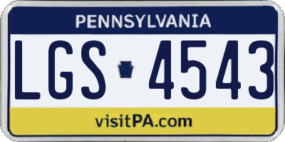 PA license plate LGS4543