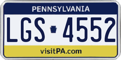 PA license plate LGS4552