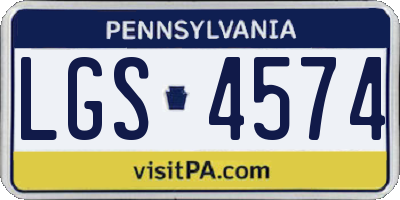 PA license plate LGS4574