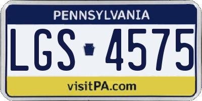 PA license plate LGS4575