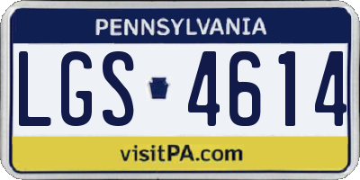 PA license plate LGS4614