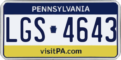 PA license plate LGS4643