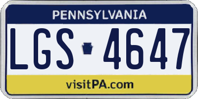 PA license plate LGS4647