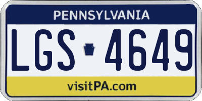 PA license plate LGS4649