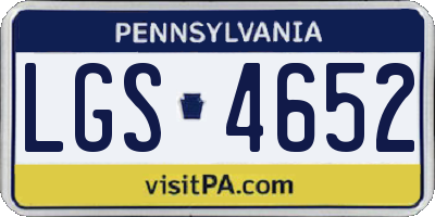 PA license plate LGS4652