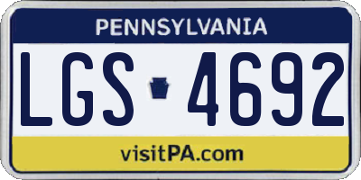 PA license plate LGS4692