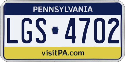 PA license plate LGS4702