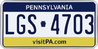 PA license plate LGS4703