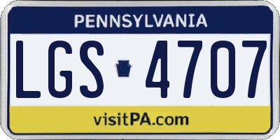 PA license plate LGS4707