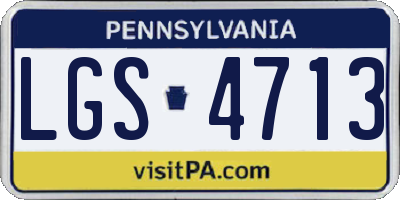 PA license plate LGS4713