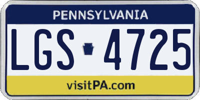 PA license plate LGS4725