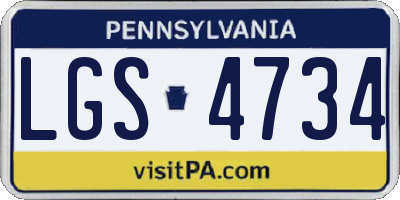 PA license plate LGS4734
