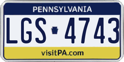 PA license plate LGS4743