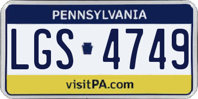 PA license plate LGS4749