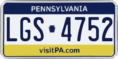 PA license plate LGS4752