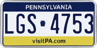 PA license plate LGS4753