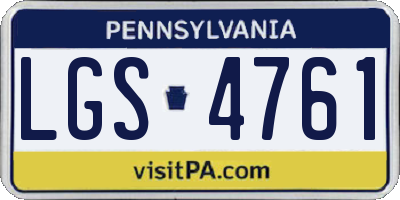 PA license plate LGS4761