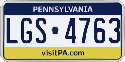 PA license plate LGS4763