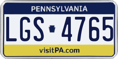 PA license plate LGS4765