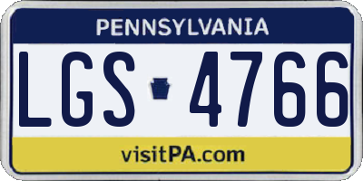 PA license plate LGS4766
