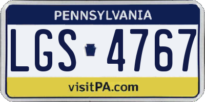 PA license plate LGS4767