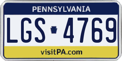 PA license plate LGS4769