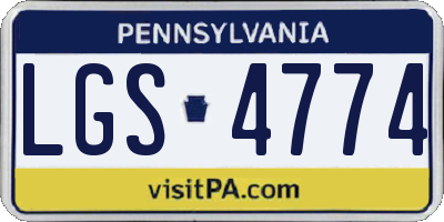 PA license plate LGS4774