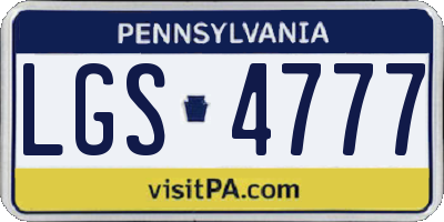 PA license plate LGS4777