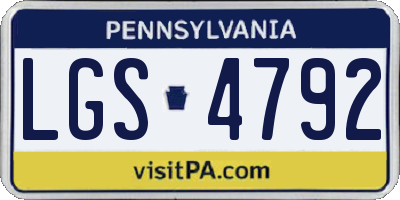 PA license plate LGS4792