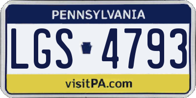 PA license plate LGS4793
