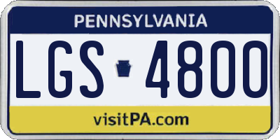 PA license plate LGS4800