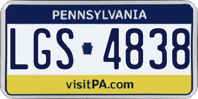 PA license plate LGS4838