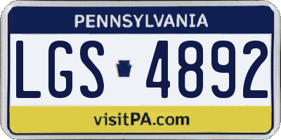 PA license plate LGS4892