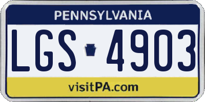PA license plate LGS4903